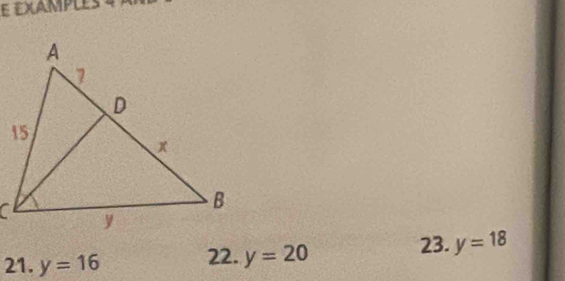 examples 4 ª
21. y=16
22. y=20
23. y=18