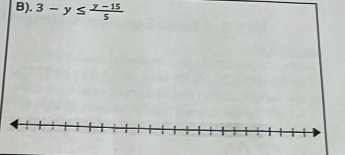 3-y≤  (y-15)/5 