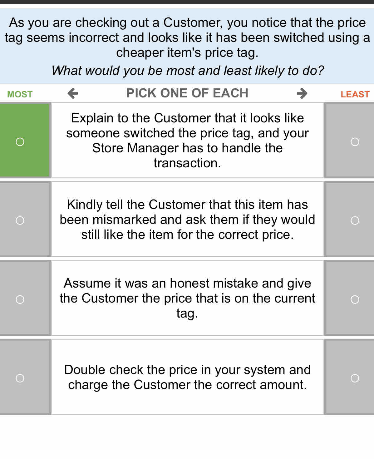 As you are checking out a Customer, you notice that the price tag seems ...