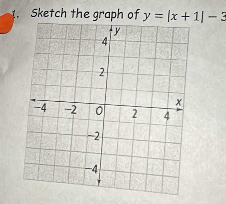 Sketch the graph of y=|x+1|-3