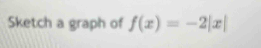 Sketch a graph of f(x)=-2|x|