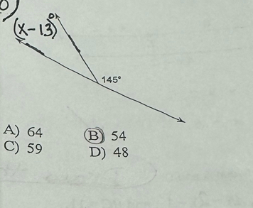 A) 64 B 54
C) 59 D) 48