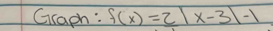 Graph : f(x)=2|x-3|-1