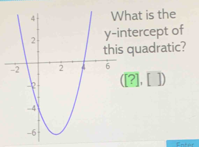 at is the 
tercept of 
quadratic?
([?],[])
Enter