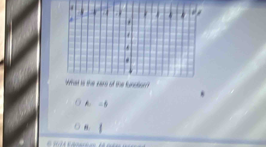 What is the zere of the function?
A = B
B: