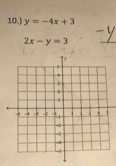 10.) y=-4x+3
2x-y=3