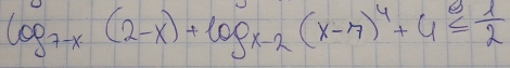 log _7-x(2-x)+log _x-2(x-7)^4+4≤  1/2 