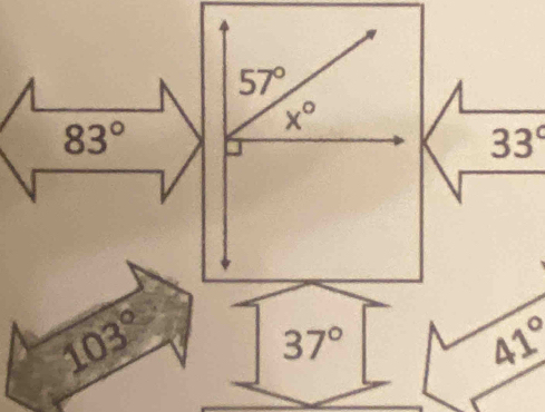 57°
x°
83°
33°
103°
37°
41°