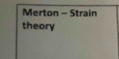 Merton - Strain 
theory