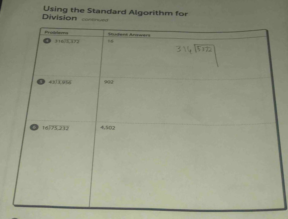 Solved: Using the Standard Algorithm for Division continued [Math]