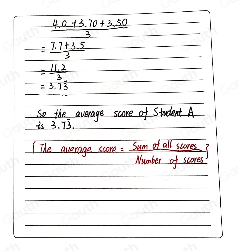 Solved: What is the average score of Student A in Rating Scale ...
