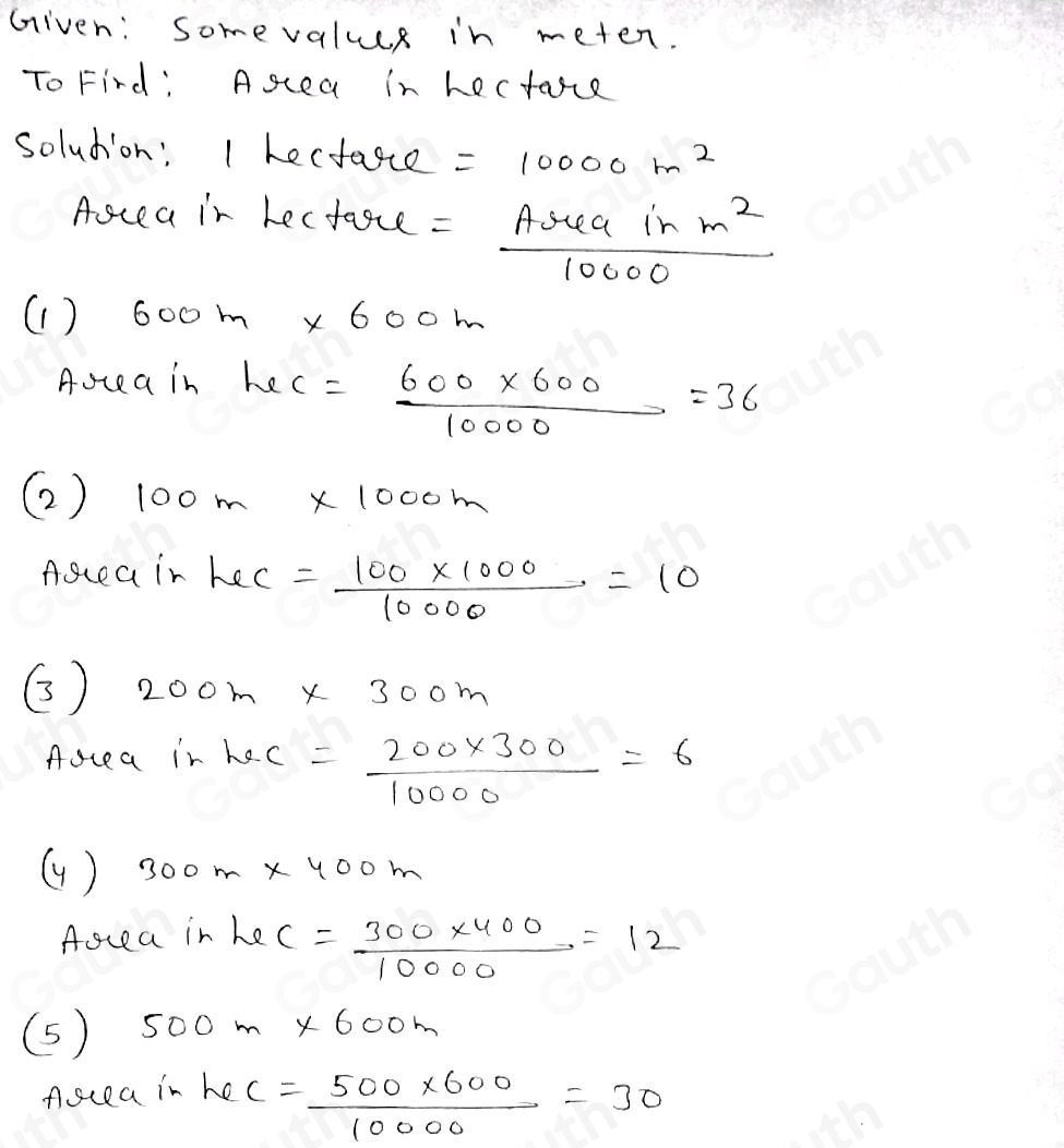 Solved: Direction: Find the area (hectare) of the following Formula ...