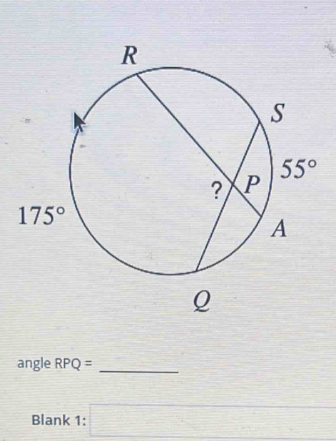 angle RPQ= _
Blank 1: □