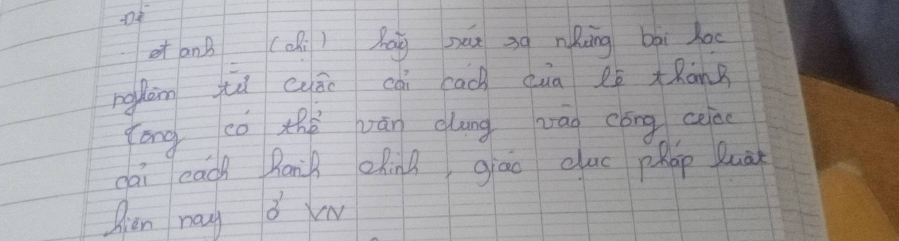 et anB (chi) hái mux xq nkāng bài lou 
nghàm zù cuāo cái cach cua 2ē xRànB 
Tāng cǒ the vàn clung vag cóng cei 
dai eadh Ranà chin? giāo clue phap luàt 
Rien nay ǒ M