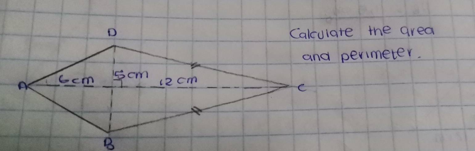 Calculare the area 
and perimeter.