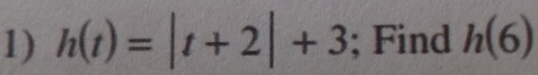 h(t)=|t+2|+3; Find h(6)