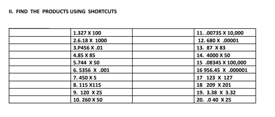 FIND THE PRODUCTS USING SHORTCUTS