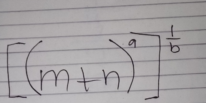 [(m+n)^(aendbmatrix)^(frac 1)b