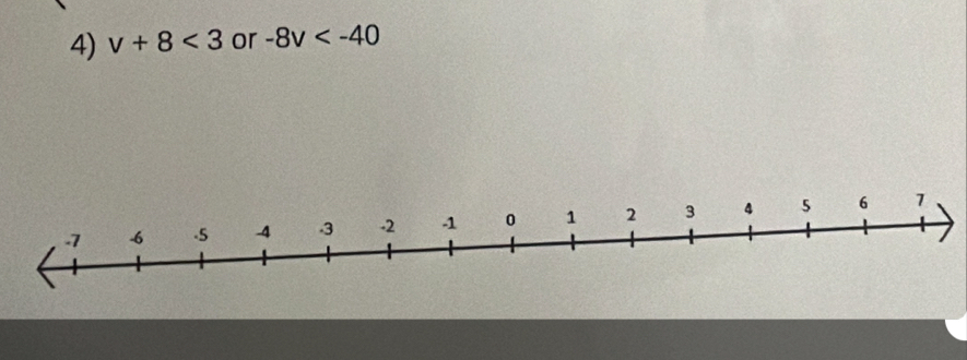 v+8<3</tex> or -8v