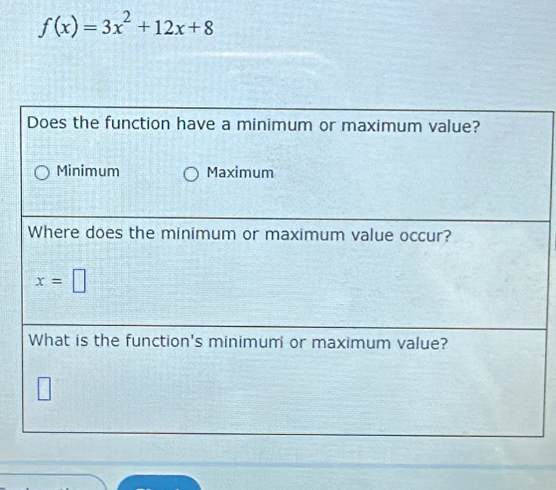 f(x)=3x^2+12x+8