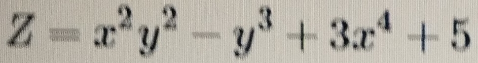 Z=x^2y^2-y^3+3x^4+5