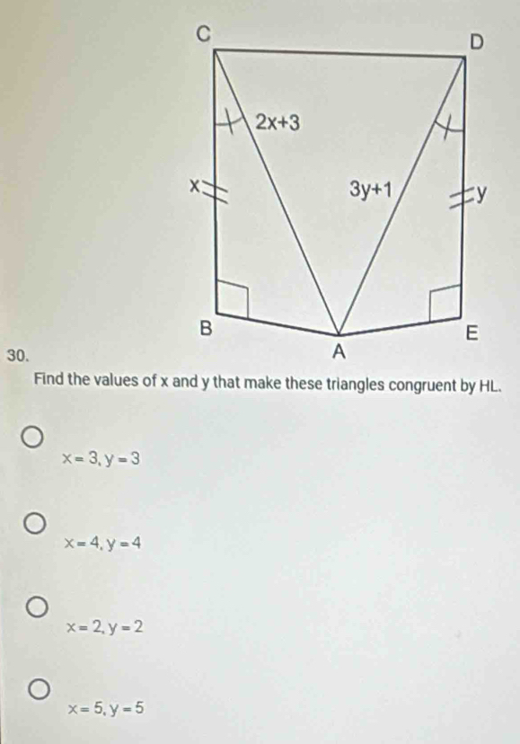 x=3,y=3
x=4,y=4
x=2,y=2
x=5,y=5