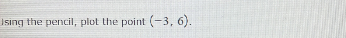 Using the pencil, plot the point (-3,6).