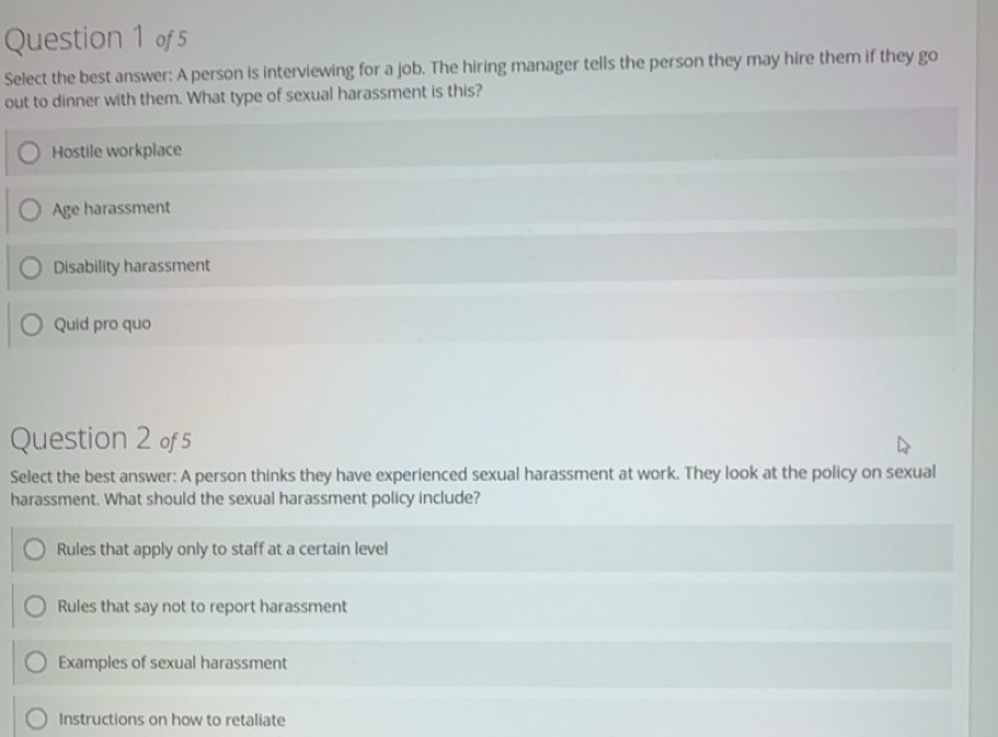 Solved: Select the best answer: A person is interviewing for a job. The ...