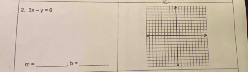 3x-y=6
m= _ 
_ b=