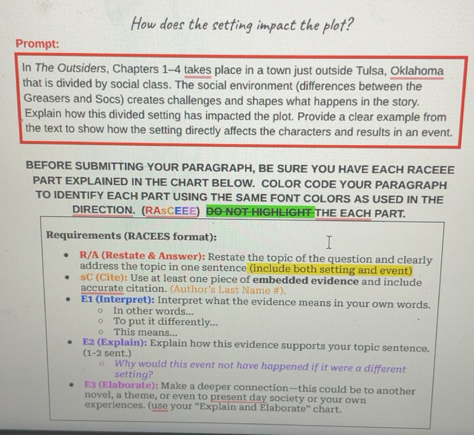 Solved: How does the setfing impact the plot? Prompt: In The Outsiders ...