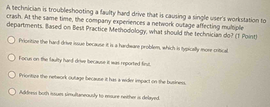 Solved: A technician is troubleshooting a faulty hard drive that is ...