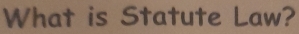 What is Statute Law?