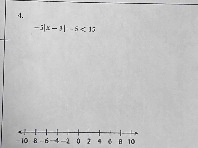 -5|x-3|-5<15</tex>
