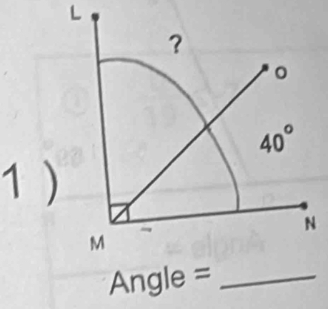 L
？ 
。
40°
1)
N
M
Angle = _