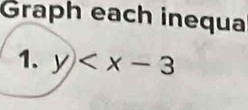 Graph each inequa 
1. y)