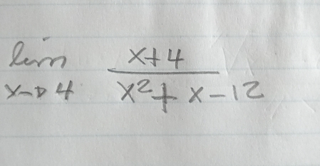 limlimits _xto 4 (x+4)/x^2+x-12 