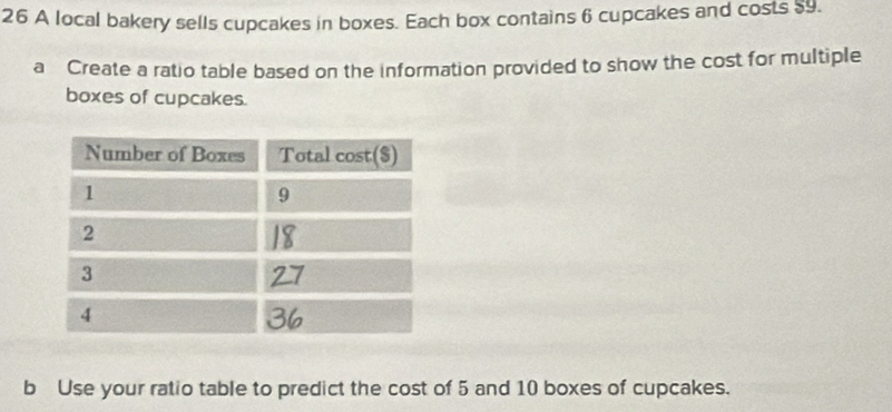 Solved: A local bakery sells cupcakes in boxes. Each box contains 6 ...