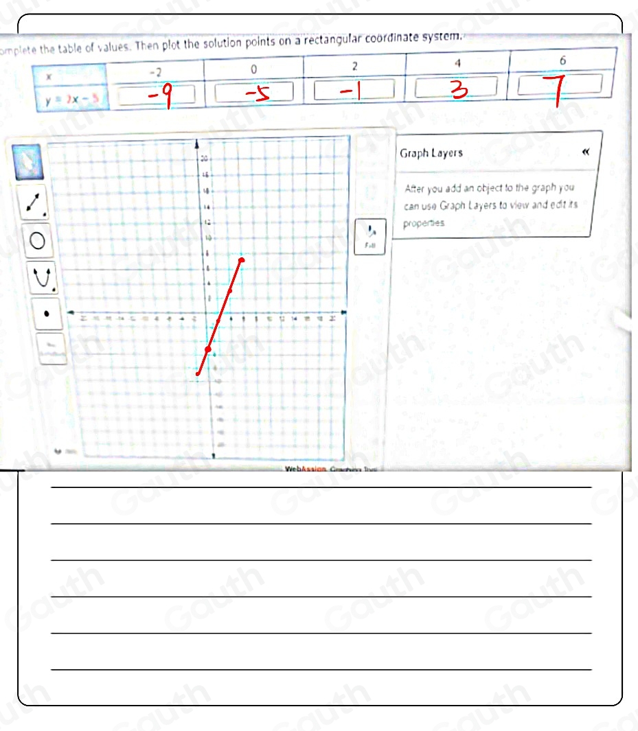 o the solution points on a rectangular coordinate systema 
Graph Layers 《 
After you add an object to the graph you 
can use Graph Layers to view and edit its 
properties 
Full 
 
 
 
 
 
 
 
Table 1: []