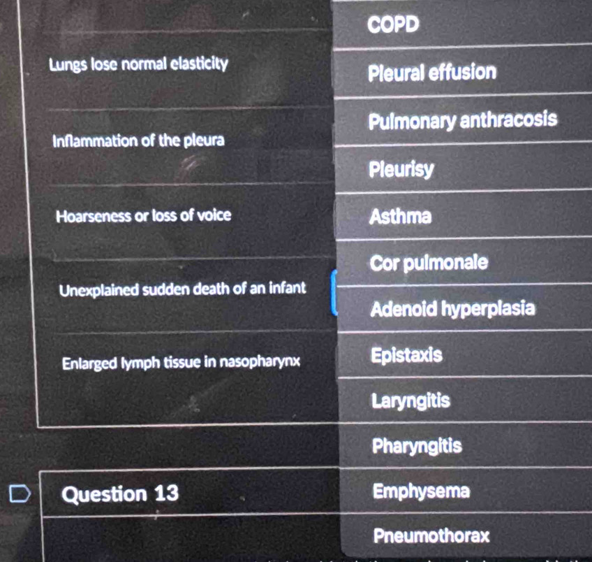 COPD 
Pneumothorax