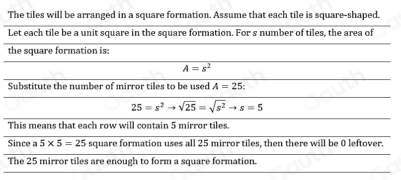 Solved: A box is labelled: ‘ 25 Mirror Tiles’. Will these tiles be ...