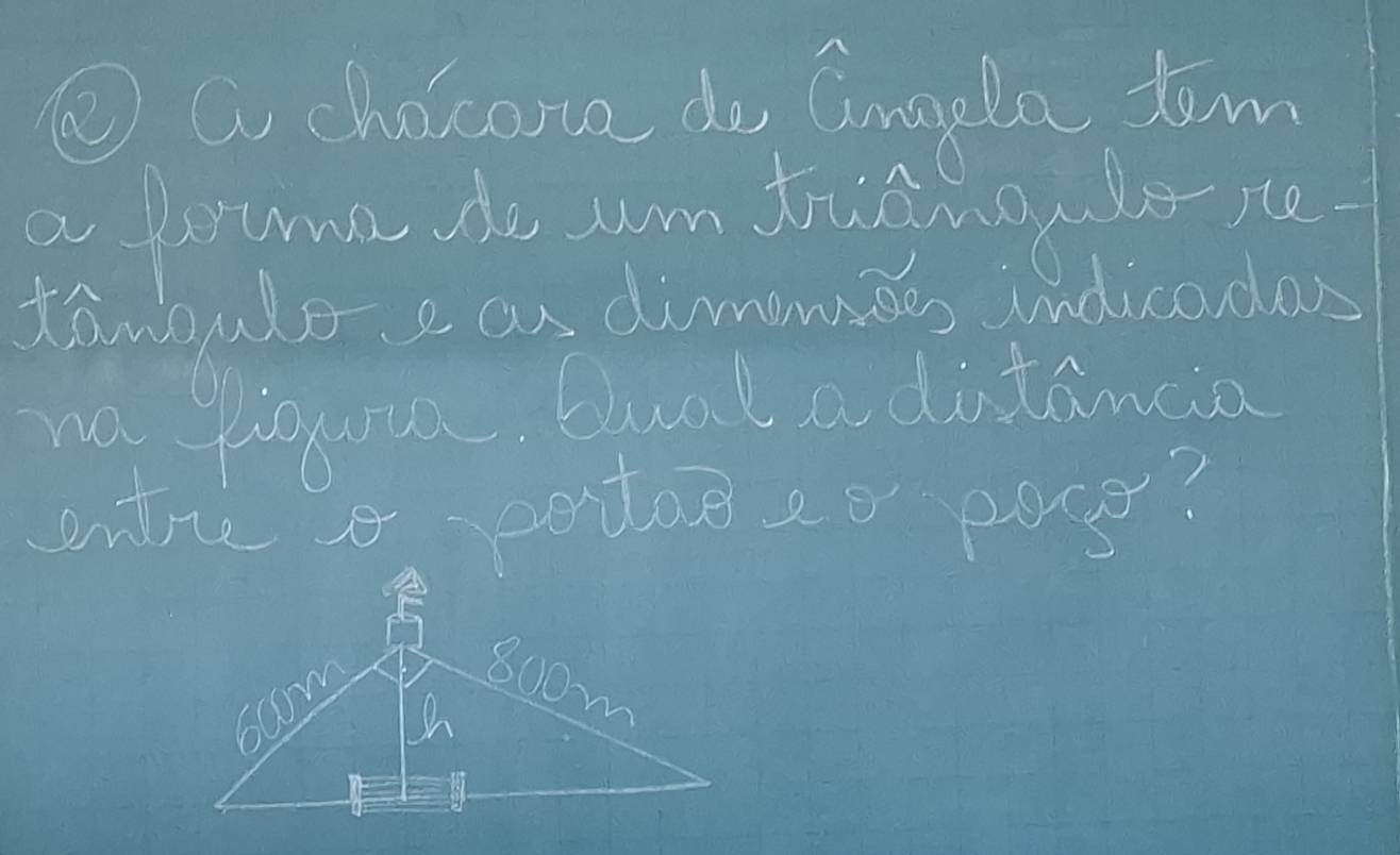 ② a chocona do Gmapla tim 
a feroma do wm frigno lote. 
thngloe an dimonides undicodas 
no poour. uat a ditancia 
wtre a cotoe 2o pocr?