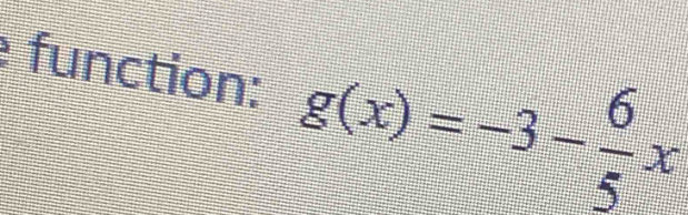 function: g(x)=-3- 6/5 x