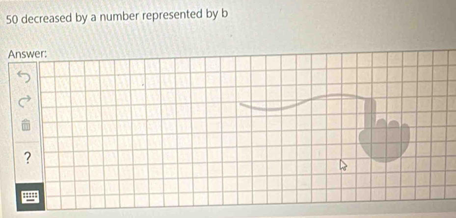 50 decreased by a number represented by b