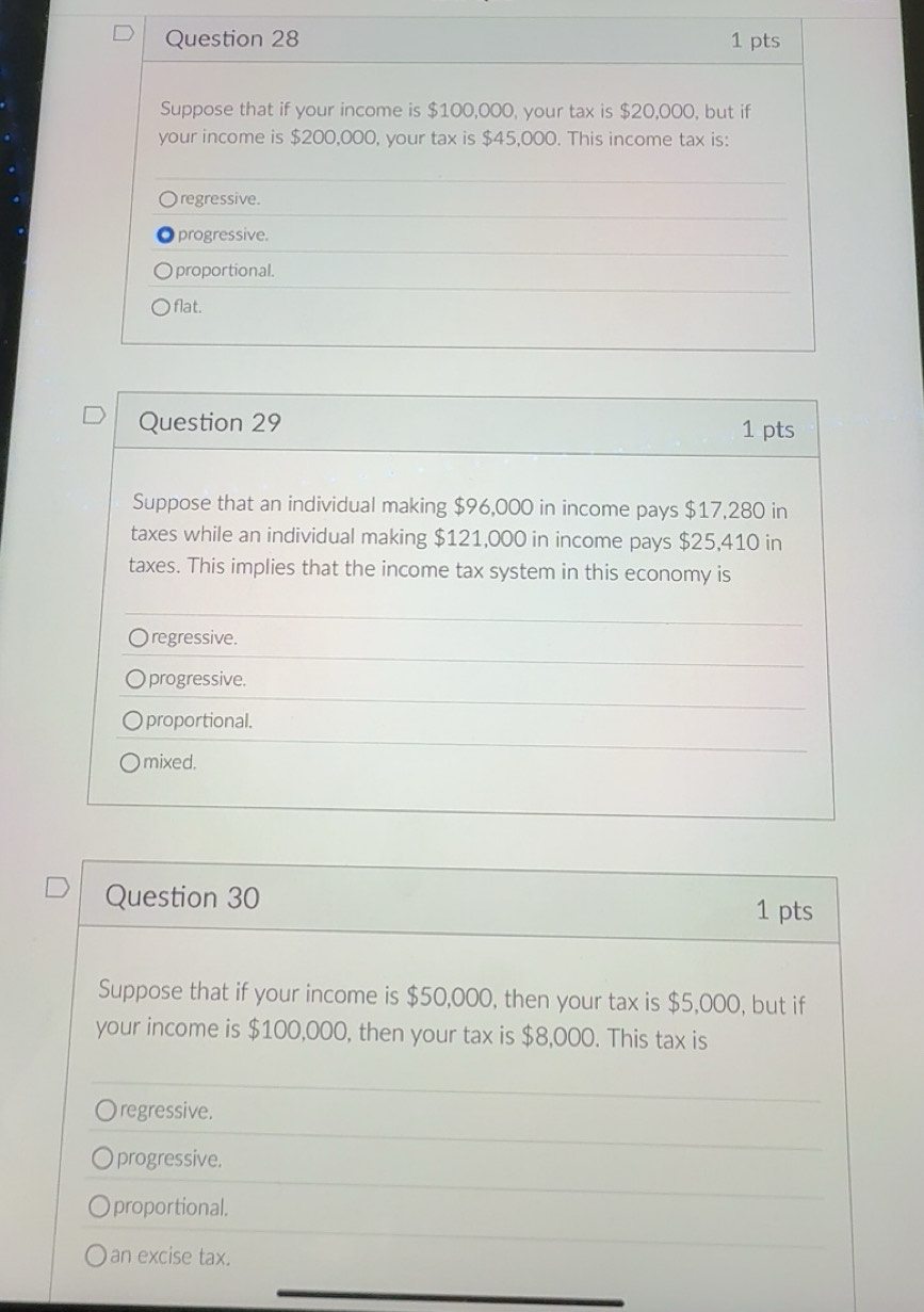 Solved: Suppose that if your income is $100,000, your tax is $20,000 ...