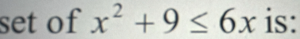 set of x^2+9≤ 6x is: