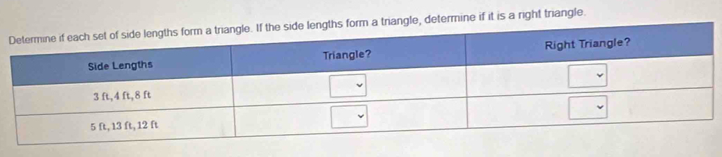 angle, determine if it is a right triangle.