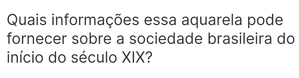 Quais informações essa aquarela pode 
fornecer sobre a sociedade brasileira do 
início do século XIX?