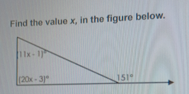 Find the value x, in the figure below.