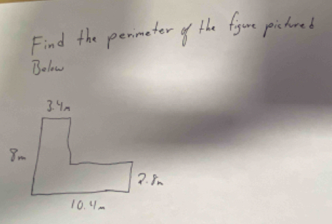 Find the penmeter of the fisure pichored 
Below