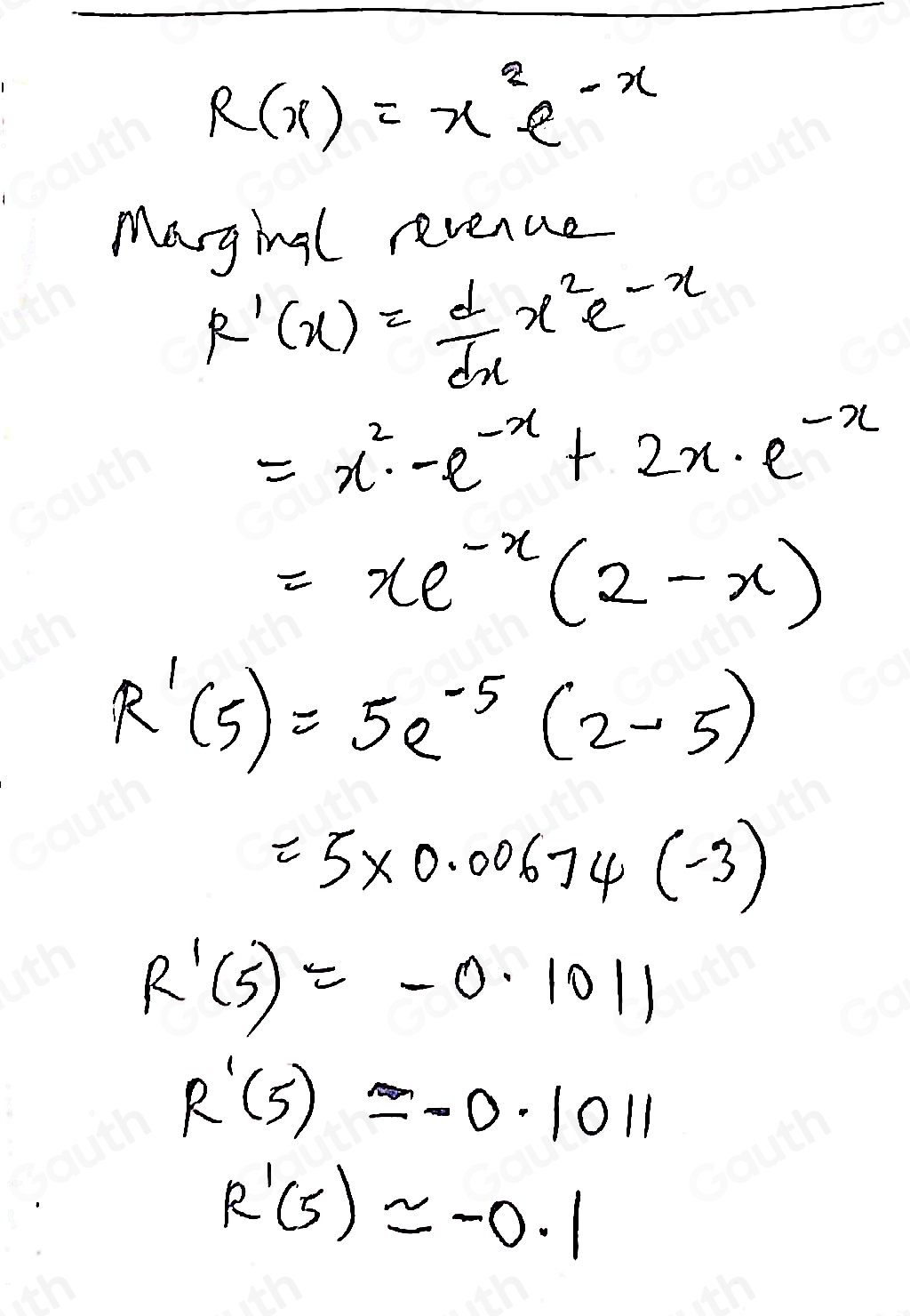 Solved: Consider a revenue function R(x) defined as R(x)=x^2e^(-x ...